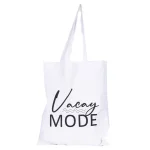 BYFT013994 BYFT White Canvas Flat Tote Bag (Vacay Mode) Design