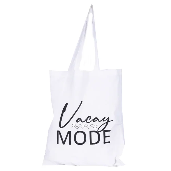 BYFT013994 BYFT White Canvas Flat Tote Bag (Vacay Mode) Design