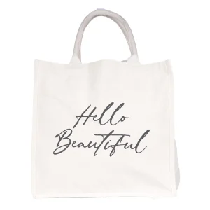 BYFT013998 BYFT Laminated Natural Canvas Bag (Hello Beautiful) Design