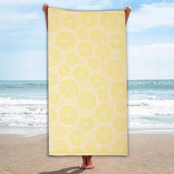 BYFT014494 BYFT Jacquard Beach Towel 86 x 162 Cm 390 Gsm Lemon Cotton Set of 1 C