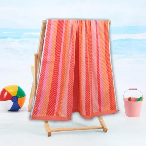 BYFT014495 BYFT Jacquard Beach Towel 86 x 162 Cm 390 Gsm Warm Stripe Cotton Set of 1 B