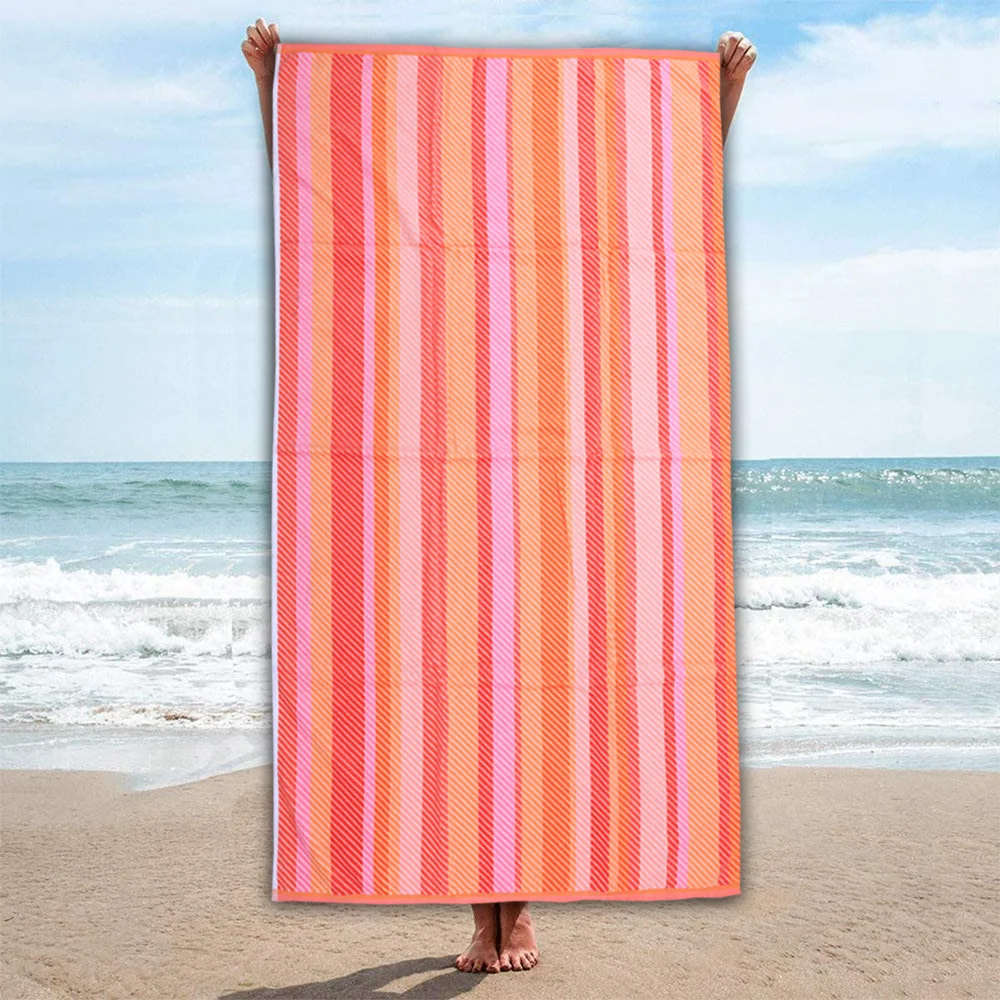 BYFT014495 BYFT Jacquard Beach Towel 86 x 162 Cm 390 Gsm Warm Stripe Cotton Set of 1 C