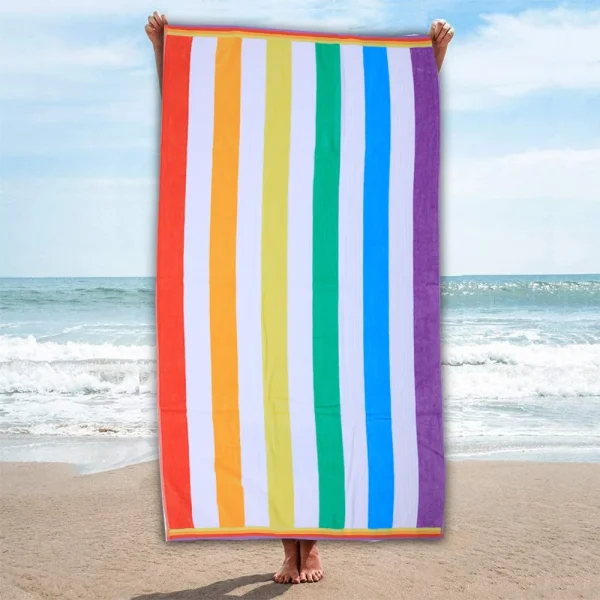 BYFT014496 BYFT Jacquard Beach Towel 86 x 162 Cm 390 Gsm Rainbow Cotton Set of 1 C