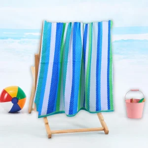 BYFT014497 BYFT Jacquard Beach Towel 86 x 162 Cm 390 Gsm Cool Stripe Cotton Set of 1 B