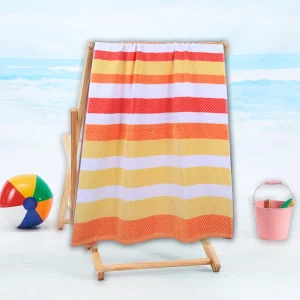 BYFT014503 BYFT Jacquard Beach Towel 86 x 162 Cm 390 Gsm Orange Cotton Set of 1 B