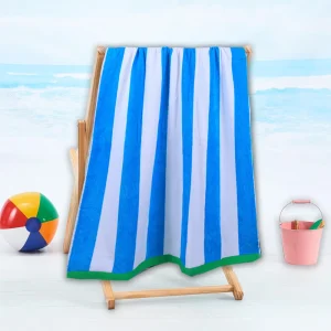 BYFT014505 BYFT Jacquard Beach Towel 86 x 162 Cm 390 Gsm Cool Stripe Yarn Dyed Cotton Set of 1 B