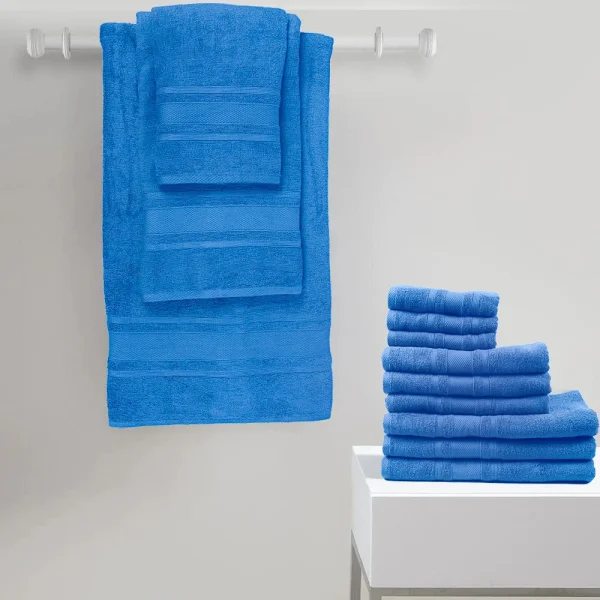 BYFT014543 BYFT Home Castle Bath Towel 70 x 140 Cm 550 Gsm Blue 100 Cotton Set of 1 D