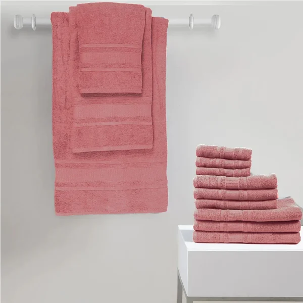 BYFT014547 BYFT Home Castle Bath Towel 70 x 140 Cm 550 Gsm Pink 100 Cotton Set of 1 D