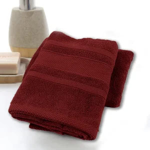 BYFT014550 BYFT Home Castle Hand Towel 50 x 90 Cm 550 Gsm Maroon 100 Cotton Set of 1 C