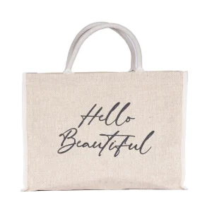 BYFT017622 BYFT Natural Jute bag shopper (Hello Beautiful) Design