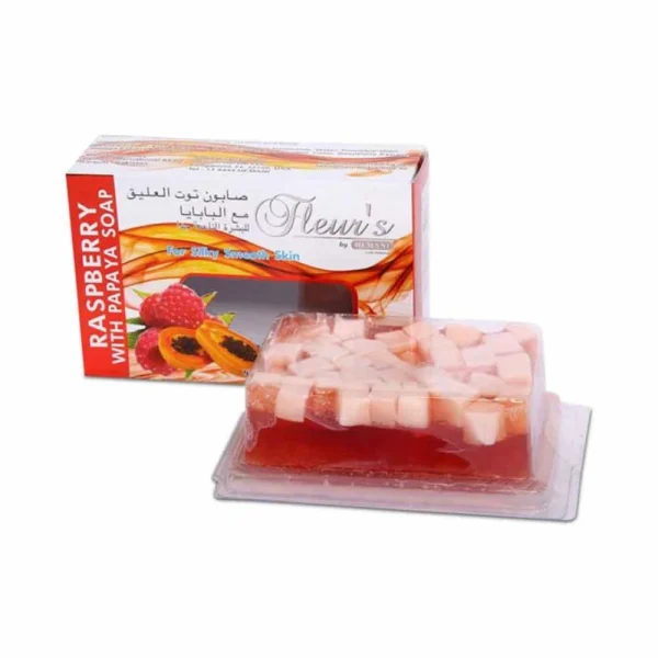 BYFT018018 Fleurs Transparent Raspberry & Papaya Soap 100gm