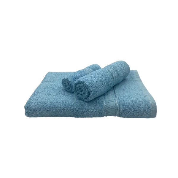 BYFT007933 DAFFODIL FACE, HAND & BATH TOWEL LIGHT BLUE Set of 1 Face Towel & 1 Hand Towel & 1 Bath Towel B