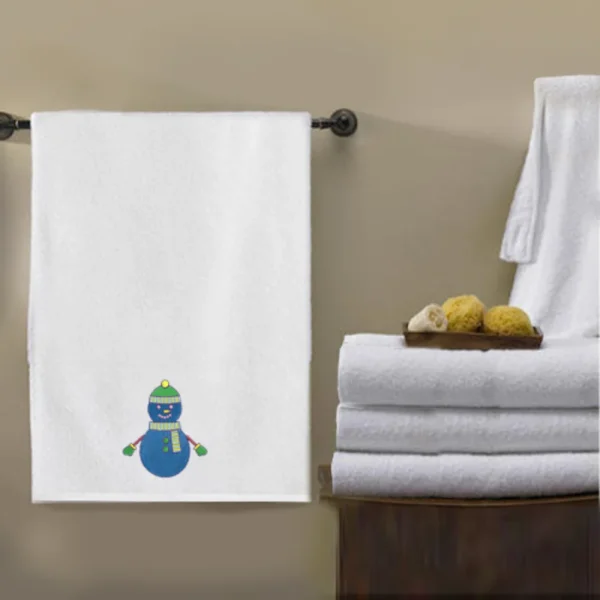 BYFT008977 BYFT IRIS EMBROIDERED FOR YOU BATH TOWEL White Blue Snowman Set of 1 A