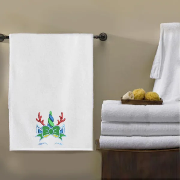 BYFT008979 BYFT IRIS EMBROIDERED FOR YOU BATH TOWEL White Reindeer Unicorn Set of 1 A