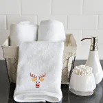 BYFT008994 BYFT IRIS EMBROIDERED FOR YOU HAND TOWEL White Reindeer Set of 1 A