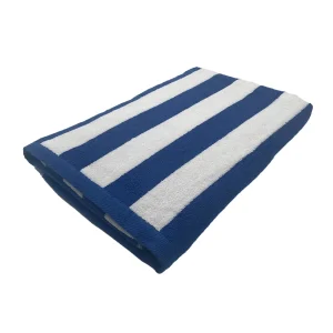 BYFT009085 BYFT Petunia Pool Towel 90 x 180 Cm 550 Gsm Royal Blue White Stripe 100% Cotton Set of 1 A