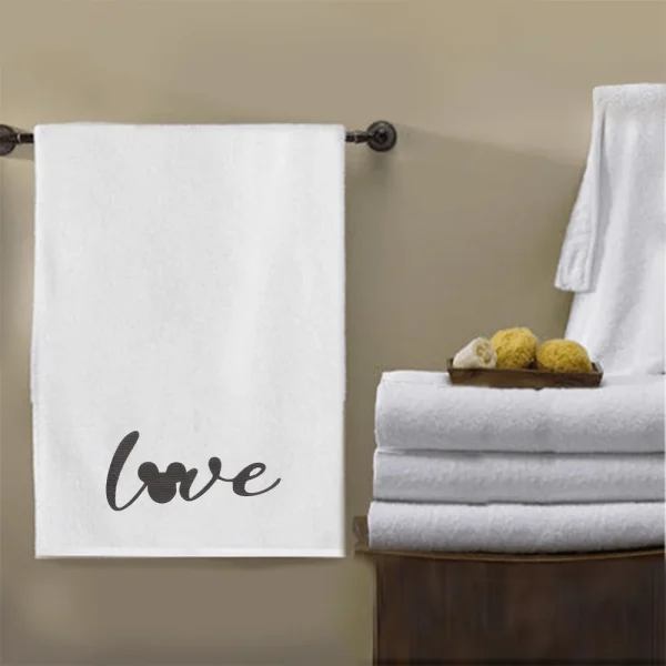 BYFT009339 BYFT IRIS Embroidered For You BATH TOWEL White Mickey Love Design 70 x 140 Cm 600 Gsm Cotton Set of 1