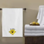 BYFT009343 BYFT IRIS Embroidered For You BATH TOWEL White Mr. Happy Design 70 x 140 Cm 600 Gsm Cotton Set of 1