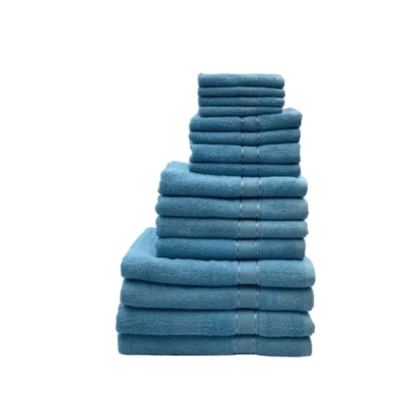 BYFT009571 Daffodil Family Bath Linen Pack light blue 500 Gsm Cotton Set of 16