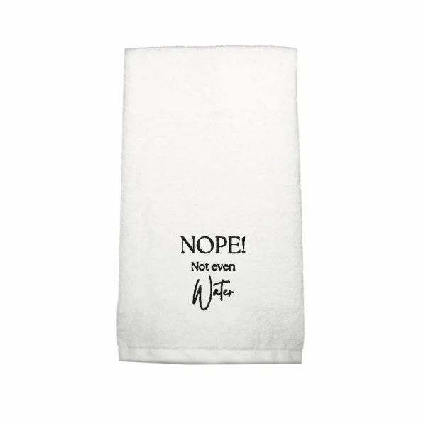 BYFT011763 BYFT Iris Embroidered For You Hand Towel 50 x 80 Cm 600 Gsm White Cotton Nope! Not even Water Design Black Thread Set of 1