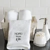 BYFT011763 BYFT Iris Embroidered For You Hand Towel 50 x 80 Cm 600 Gsm White Cotton Nope! Not even Water Design Black Thread Set of 1 B