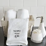 BYFT011763 BYFT Iris Embroidered For You Hand Towel 50 x 80 Cm 600 Gsm White Cotton Nope! Not even Water Design Black Thread Set of 1 B
