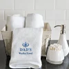 BYFT011766 BYFT Iris Embroidered For You Hand Towel 50 x 80 Cm 600 Gsm White Cotton Dads Wudhu Towel Blue Thread Set of 1 B