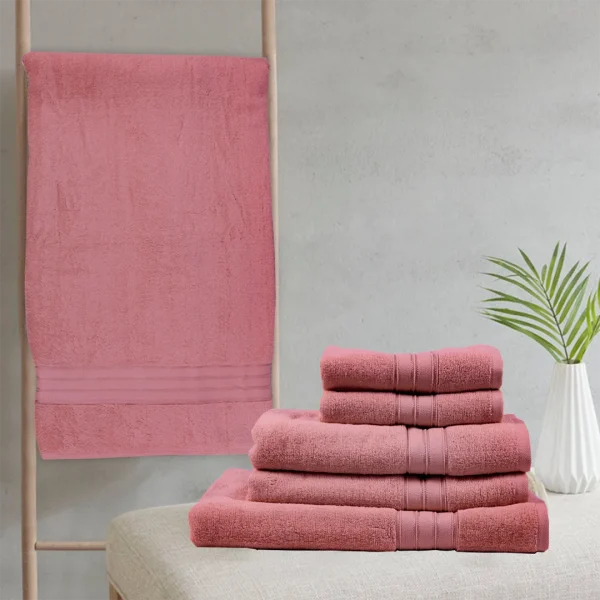 BYFT014571 BYFT Home Trendy Hand Towel 50 x 90 Cm 550 Gsm Pink 100 Cotton Set of 1 D