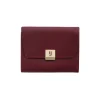 BYFT002530 Jafferjees Genuine Leather Womens Wallet The Daisy Maroon Gold