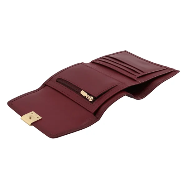 BYFT002530 Jafferjees Genuine Leather Womens Wallet The Daisy Maroon Gold B