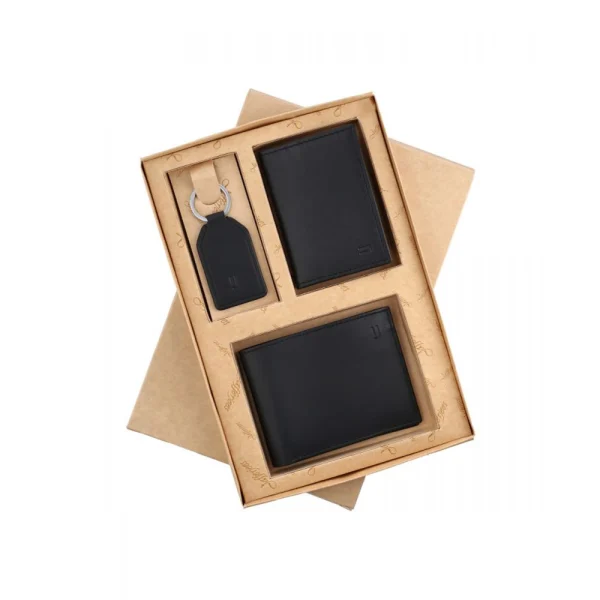 BYFT005002 Jafferjees Genuine Leather Men's Wallet Set Mount Eden   Black C