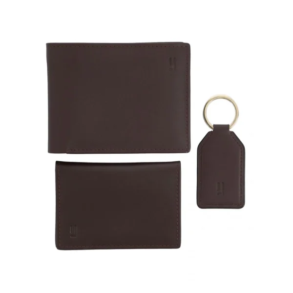 BYFT005003 Jafferjees Genuine Leather Men's Wallet Set Mount Eden   Brown