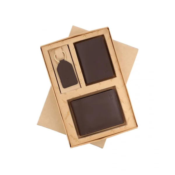 BYFT005003 Jafferjees Genuine Leather Men's Wallet Set Mount Eden   Brown C
