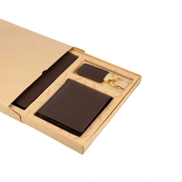 BYFT005006 Jafferjees Genuine Leather Men's Wallet Set The Louvre   Brown C