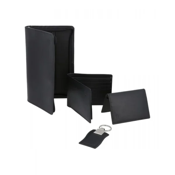 BYFT005007 Jafferjees Genuine Leather Men's Wallet Set Cn Tower   Black A