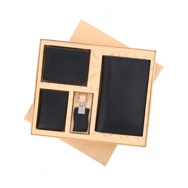 BYFT005007 Jafferjees Genuine Leather Men's Wallet Set Cn Tower   Black B