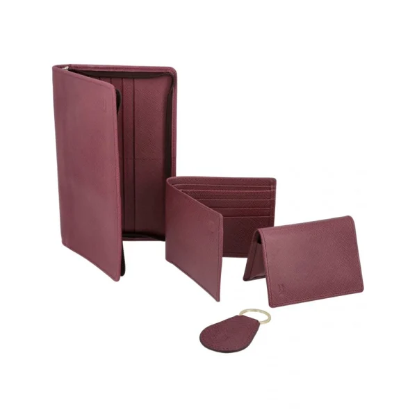BYFT005011 Jafferjees Genuine Leather Men's Wallet Set Petra   Maroon A