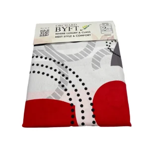 BYFT009093 BYFT Orchard Comfort White with Red Circular Geometric Pattern Printed Single Sheet & One Pillowcase 150 x 230 cm Microfiber Set of 1