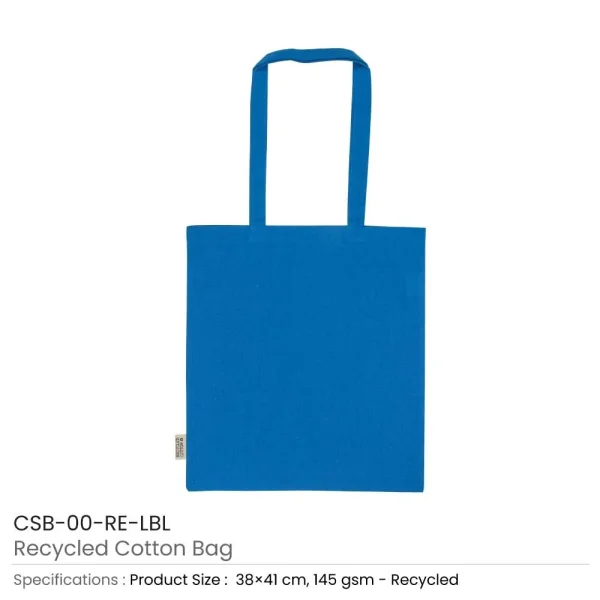 BYFT005739 BYFT Recycled Bag Light Blue 38 x 41 Cm Cotton 145 Gsm Set of 01   CSB 08 RE LBL