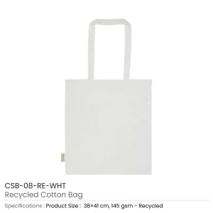 BYFT005744 BYFT Recycled Bag White 38 x 41 Cm Cotton 145 Gsm Set of 01   CSB 08 RE WHT D