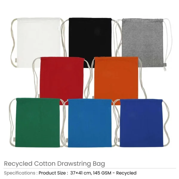BYFT005750 BYFT Recycled Drawstring Bag Orange 37 x 41 Cm Cotton 145 Gsm Set of 01   CSB 09 RE ORE D