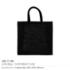 BYFT005754 BYFT Reusable Square Jute Bags Black with Cotton Handles Set of 01   JSB 17 BLK