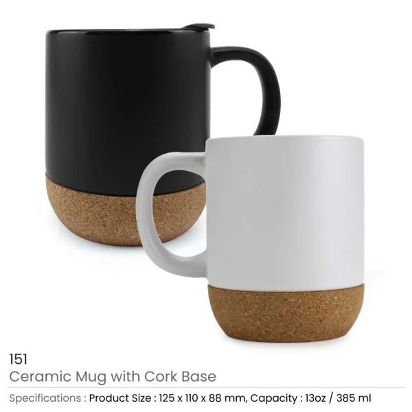 BYFT005762 BYFT 13 Oz Matte Black Ceramic Mug with Lid and Cork Set of 01   151 BK