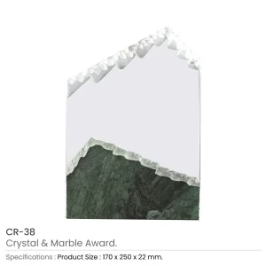 BYFT005774 BYFT Mountain Shaped Crystal and Marble Award Set of 01   CR 38