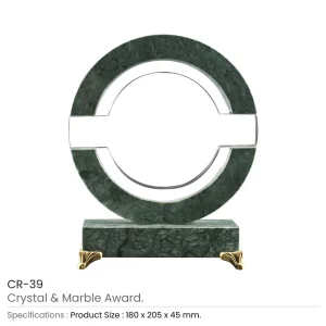 BYFT005775 BYFT Round Shaped Crystal and Marble Award Set of 01   CR 39