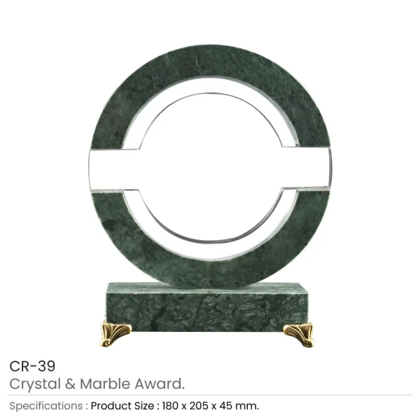 BYFT005775 BYFT Round Shaped Crystal and Marble Award Set of 01   CR 39