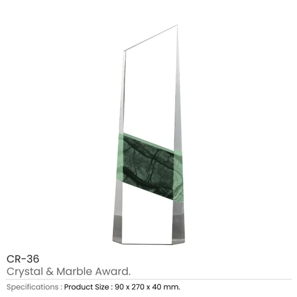 BYFT005776 BYFT Vertical Shaped Crystal and Marble Award Set of 01   CR 36