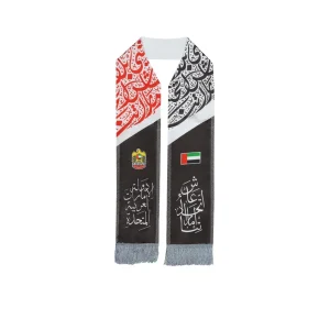 BYFT005779 BYFT UAE Flag Polyester Scarf with Silver Tassel Set of 01   SC 04 A