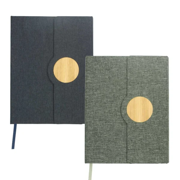 BYFT005781 BYFT A5 RPET Dark Blue Notebook with Bamboo & Magnetic Closure Set of 01   MBRPET DBL BM C