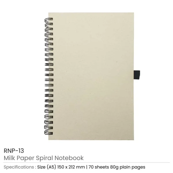 BYFT005784 BYFT A5 Dirty White Milk Paper Spiral Notebook 70 Sheet 80 Gsm Set of 01   RNP 13